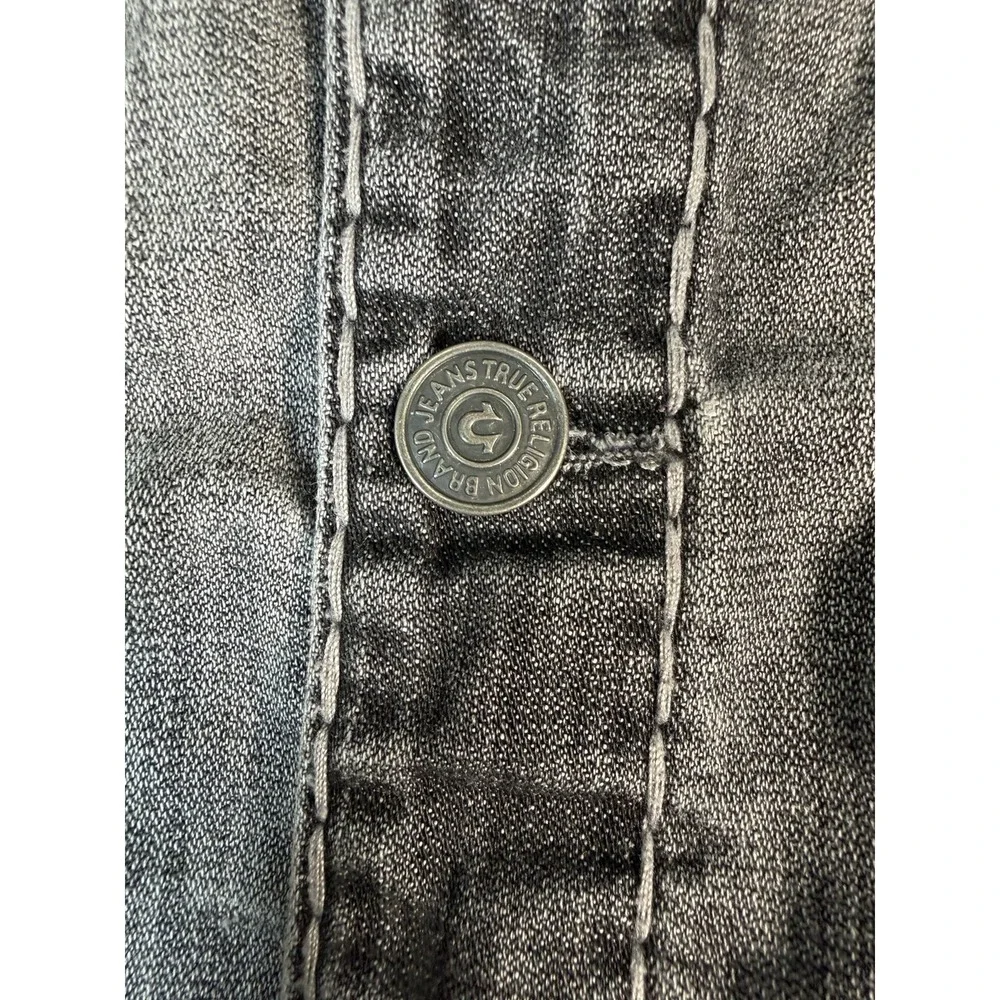 True Religion Jimmy Super T Denim Jacket Men's M Black Gray Horseshoe Y2K
